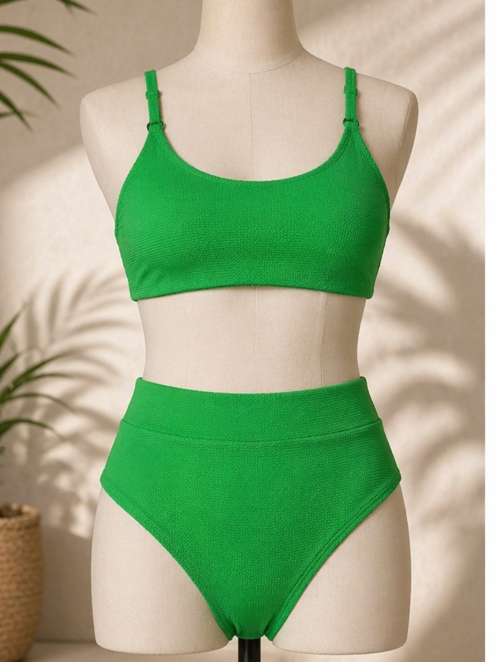 Old Navy Textured Green Bikini Set High Waisted Size Large
